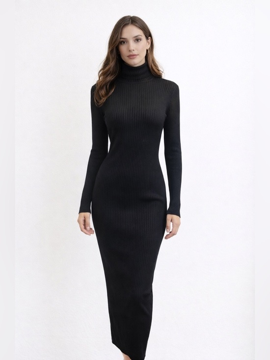 Catherine Malandrino Dresses & Skirts - Catherine Malandrino Ribbed Turtleneck Sweater Dress Bodycon Midi Long Sleeve